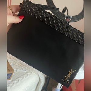 YSL black leather pouch/wristlet